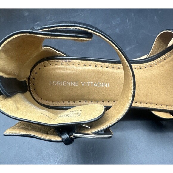 Adrienne Vittadini Cortez BLACK Sandal Cork Wedge Heel Platform Zip Heel Sz 8.5 - Picture 9 of 11